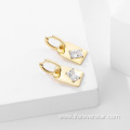 Baguette Zirconia 18K Gold Plated Silver 925 Earrings